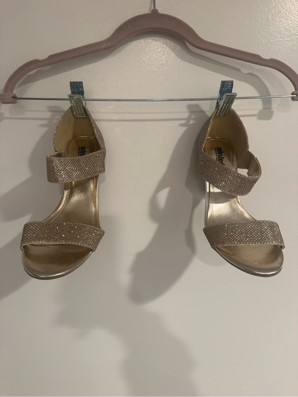 Unlisted Metallic Gold Glitter Strappy Dress Heels Size 6